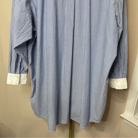 AMERICAN EAGLE AE Button Up Shirt Dress in Blue & White Pinstripe, XL - Picture 9 of 12